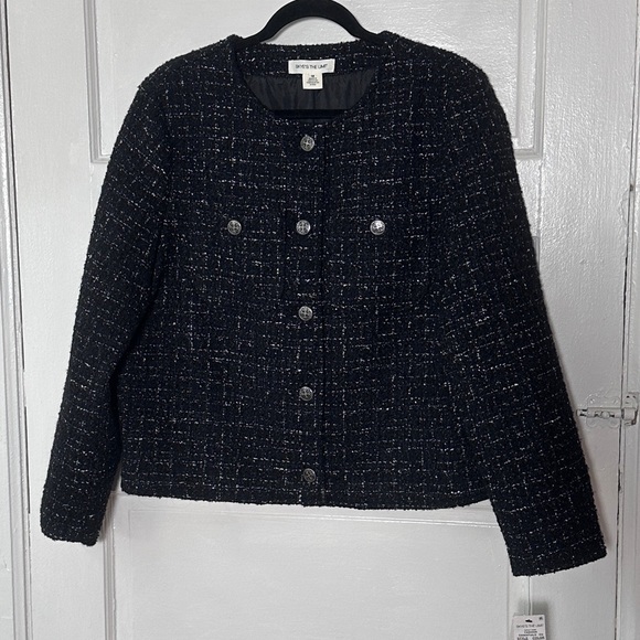 Skye's the Limit NWT Wool Black Tweed Blazer Jacket Sz 12 Classic Preppy Y2K - Picture 3 of 16